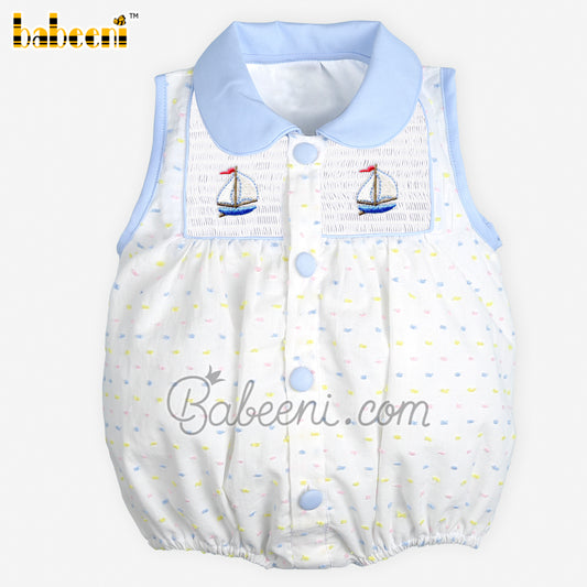 Sailboat hand embroidery bubble for little boys – BC 1001