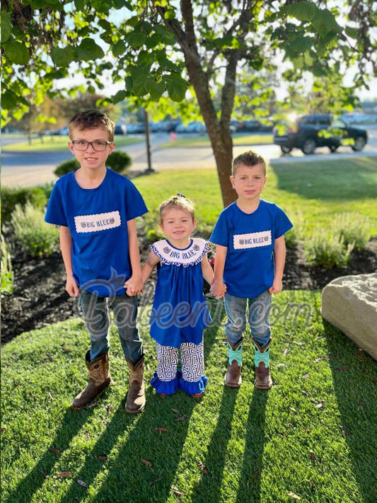 Big blue smocked mathching clothing