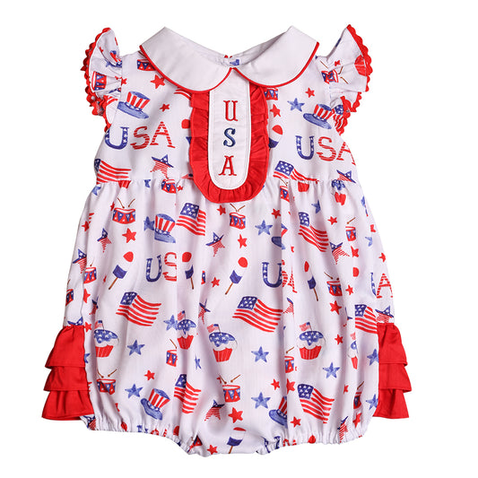 F56- Ice cream, Cupcake in The 4th of July printed 4.0 in pique fabric