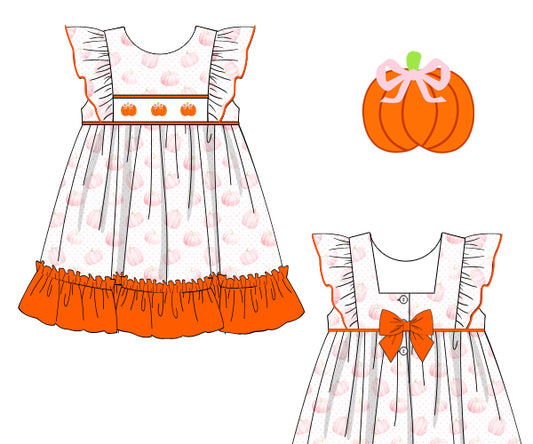 Girl Hand Smocked Dress Little Pumpkins - DR4002