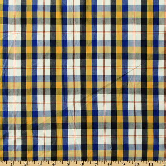 M35 - Black, yellow and navy plaid fabric