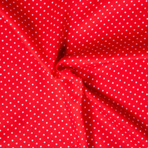 D109- White dot  in red pique printed 4.0 fabric