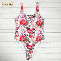 Lovely peony flowers girl swimwear for mommy - FWM 07