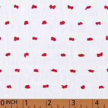 O30- White with Red Swiss dot fabric