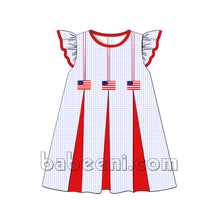 Beautiful Flag embroidery smocked dress for little girl  - DR 2650