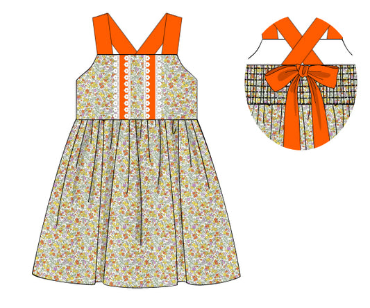 F204- Lemon Chrome, Golden poppy orange floral 4.0 printing