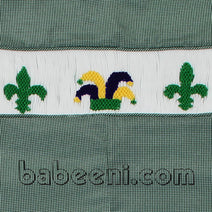 Mardi Gras smocked longall for baby boy - BC 504