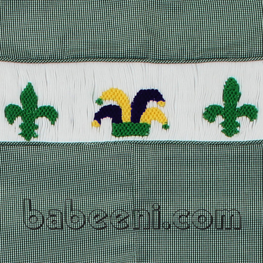 Mardi Gras smocked longall for baby boy - BC 504