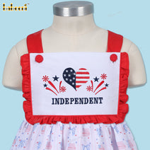 Girl Dress In White US Flag Embroidered - DR3914