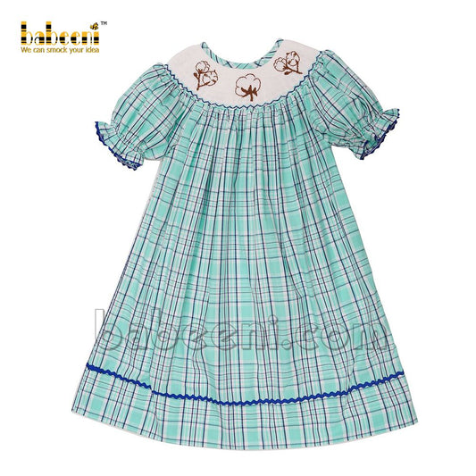 Adorable baby girl cotton flowers smocked dress - DR 3063