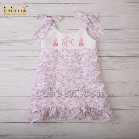 Lovely ballet shoes crochet floral dress for little girls-DR 3195