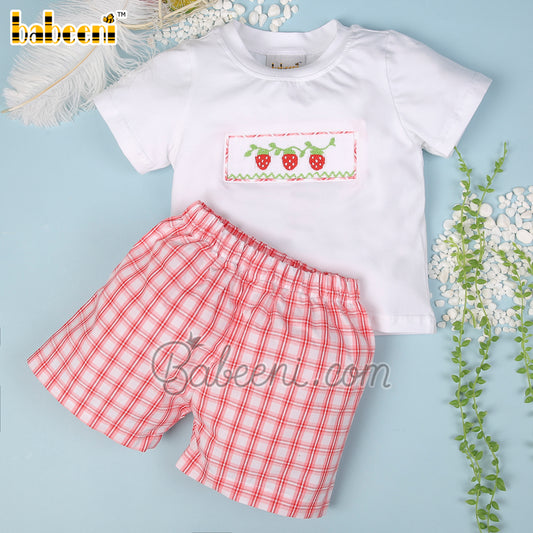 Strawberry hand smocked boy 2 piece set – BC 1024