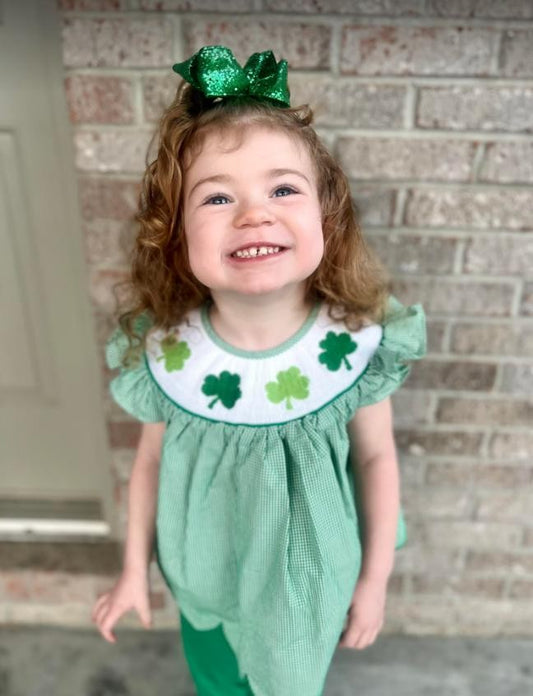 St. Patrick's Day Bishop Smocked Dress For Girl