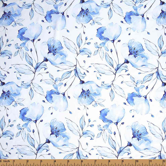 V3- White with blue floral viscose fabric printed 4.0