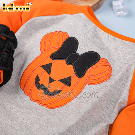 Pumpkin applique girl ruffle t-shirt – DR 3481