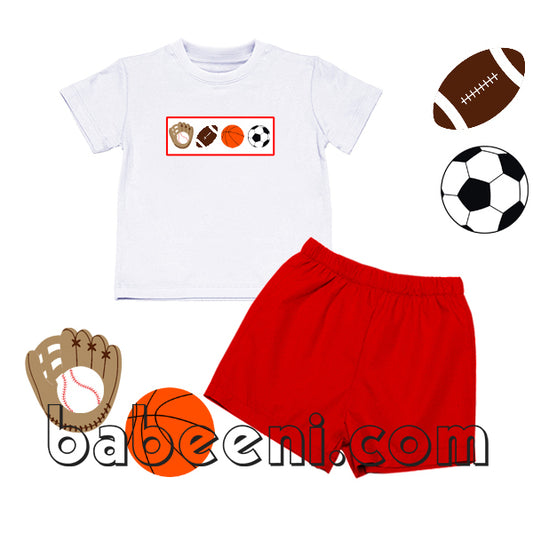 Nice sport smocked short set for baby boy - BC 650