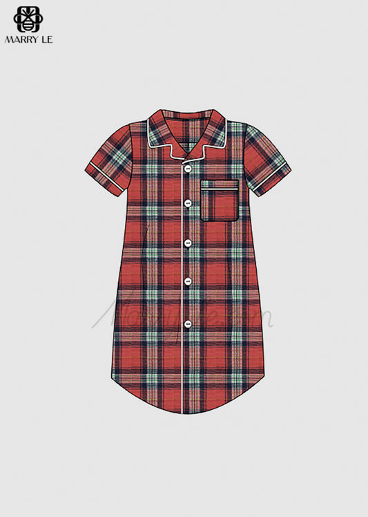 LIVING CORAL TARTAN WOMEN DRESS - MD205