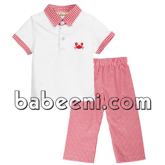 Cute crab polo shirt set for boys - PL 002