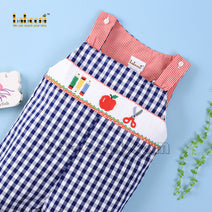 Adorable gingham smocked boy shortall - BC 939