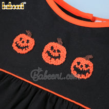 Pumpkin French knot embroidery baby dress - DR3742