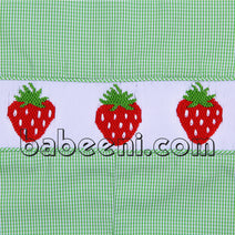 Lovely strawberry smocked shortall for baby boy - BC 643