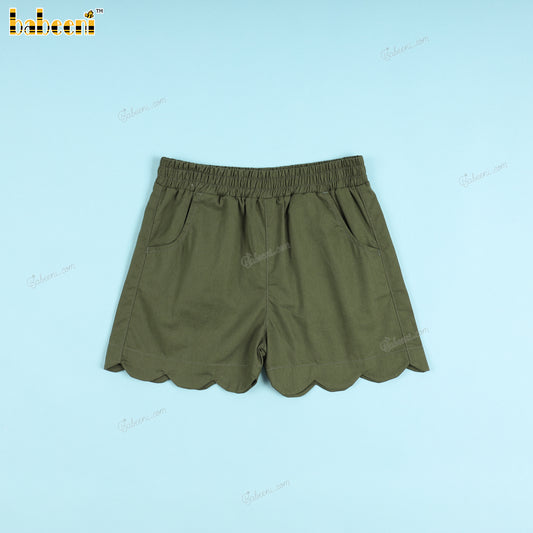 Dark Green Khaki Short For Girl- BT79