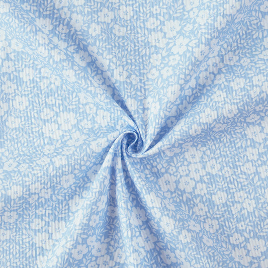 F92- Baby blue floral pique printed fabric