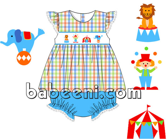 Cute circus smocked girl set - DR 2584