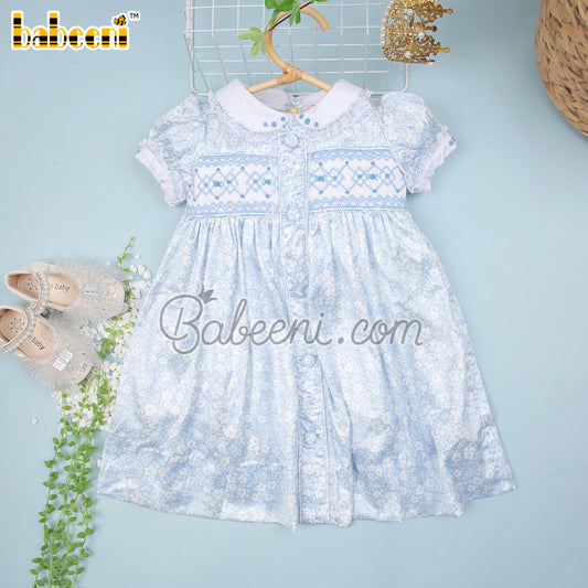 Gorgeous blue baby girls satin floral dress - DR 3500A