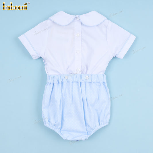 Boy Blue Bodysuit Geometric Smocked - BC1182