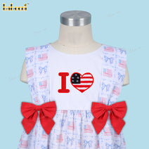 Girl Dress In White With Bow And Embroidered Heart - DR3911