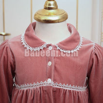 Pink velvet lace dresses for Baby Girl - DR 2787