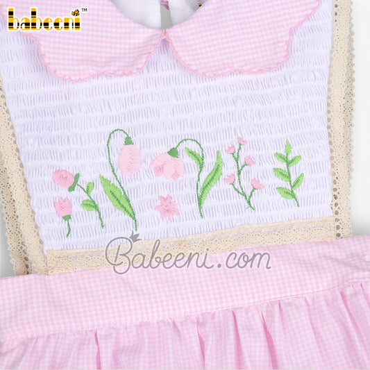 Tulip flower embroidery baby girl dress - DR 3416