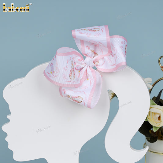 Light pink rabbit bow for children - HB162