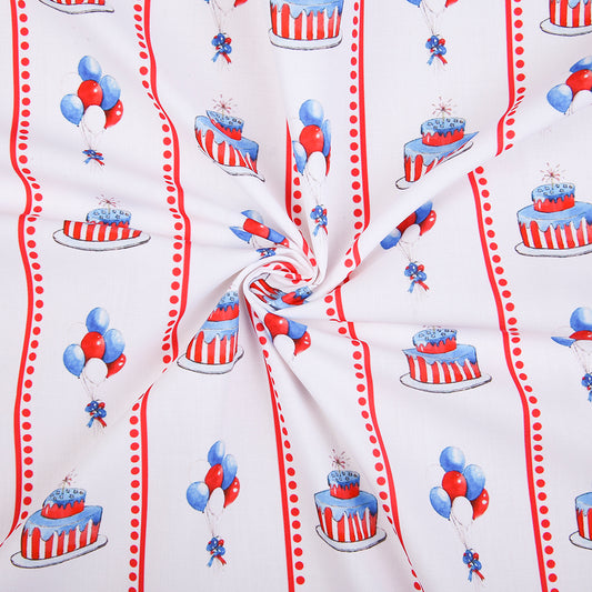 F180- cake, balloon red stripe woven printing 4.0