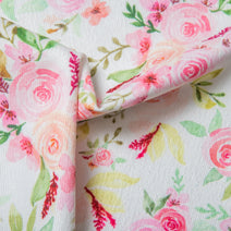 N45- Peach Blossom and large rose printed 4.0 in corduroy