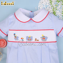 Nice Elephant  hand smocked boy bubble - BC1152