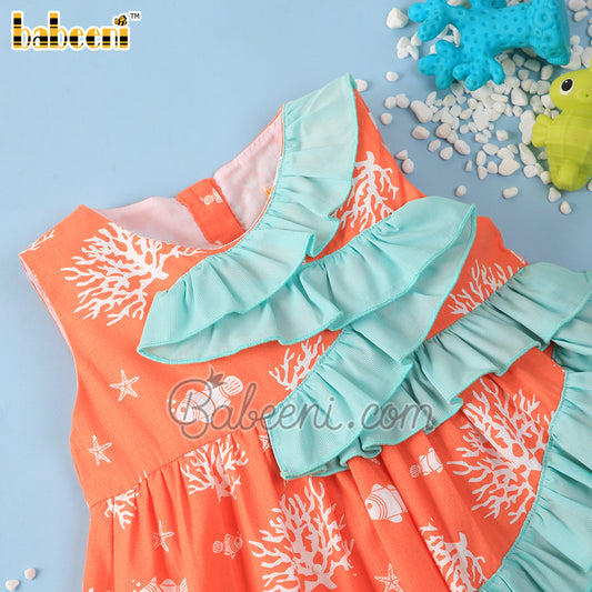 Sea Living Coral Girl Dress- DR 2922