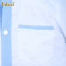 Shirt In White And Blue Accent Neck For Boy - BC1105