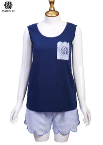 LADY SLEEVELESS NAVY SHORT SETS - MD240