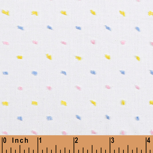 O35- multi pastel colow swiss dot fabric