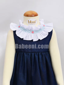 Lovely Denim dress with smocked patterns on collars - DR 2848