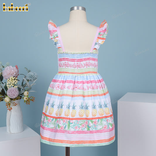 Summer vibe with flower and butterfly creative embroidery on the chest and kansai at back for baby girls - DR4127