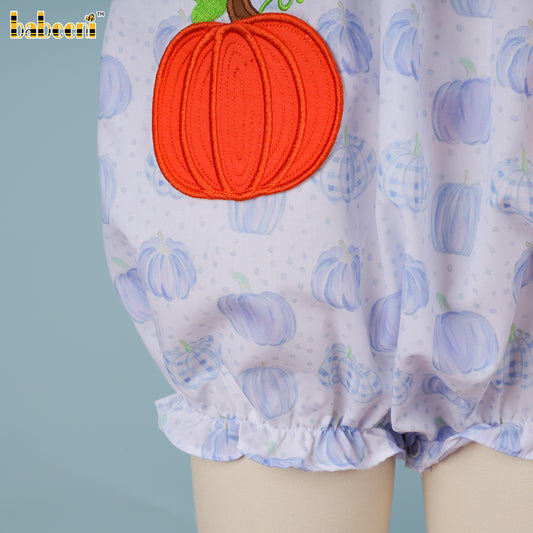 Scallops blue pumpkin applique baby bubble – DR4116