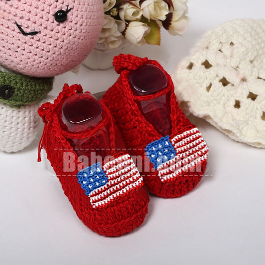 Red Flag Crochet Shoes for Little Baby- CAS 22