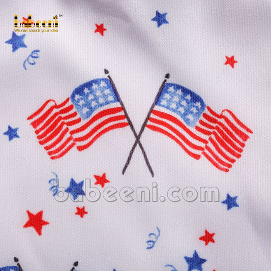 American flags hand name smocked shortall - BC 872