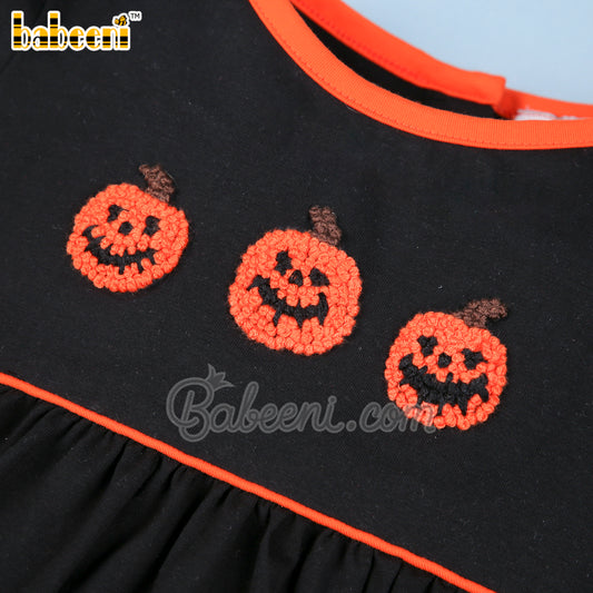 Pumpkin French knot embroidery baby dress – DR 3475