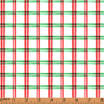 F131- green, red plaid pique printing 4.0