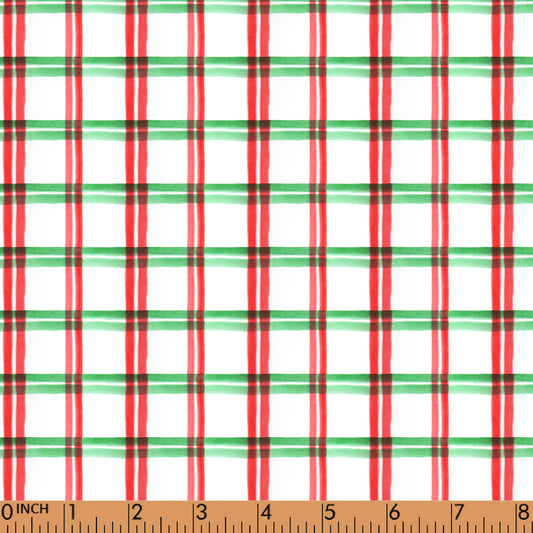 F131- green, red plaid pique printing 4.0