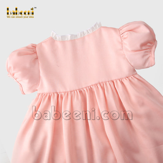 Attractive girl baby pink ruffled smocked dress - DR 3247